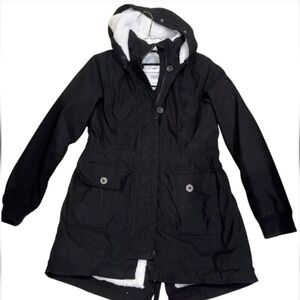 Hollister Black Hooded Jacket with White Lining